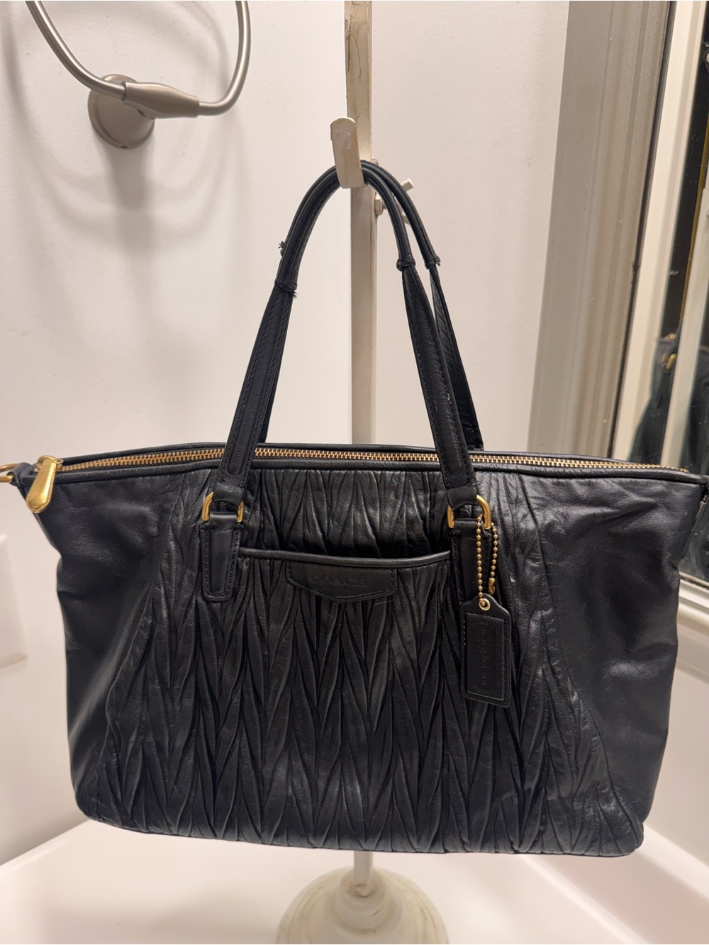 Coach Black Madison Leather Satchel with Gold Hardware E1473-F29284